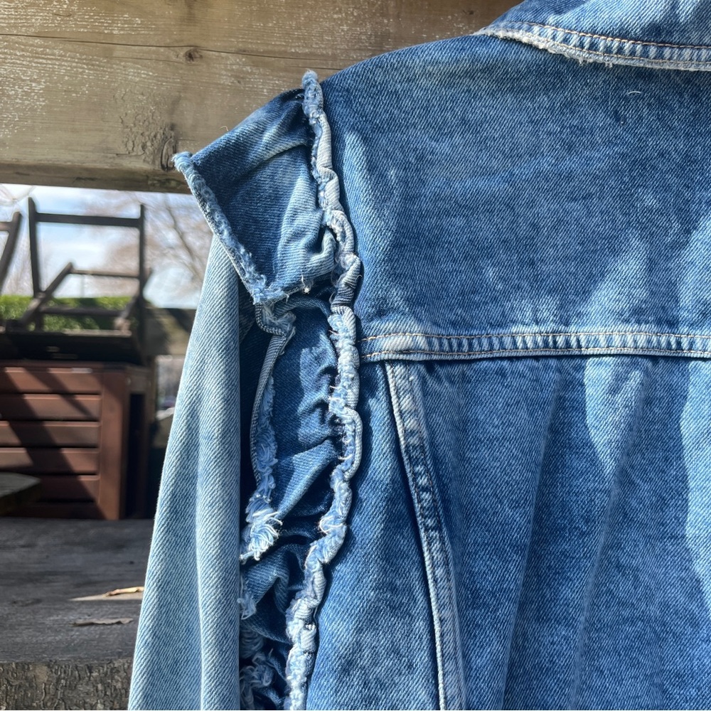 Distressed Zara Ruffled Denim Coat - Picture 7 of 7